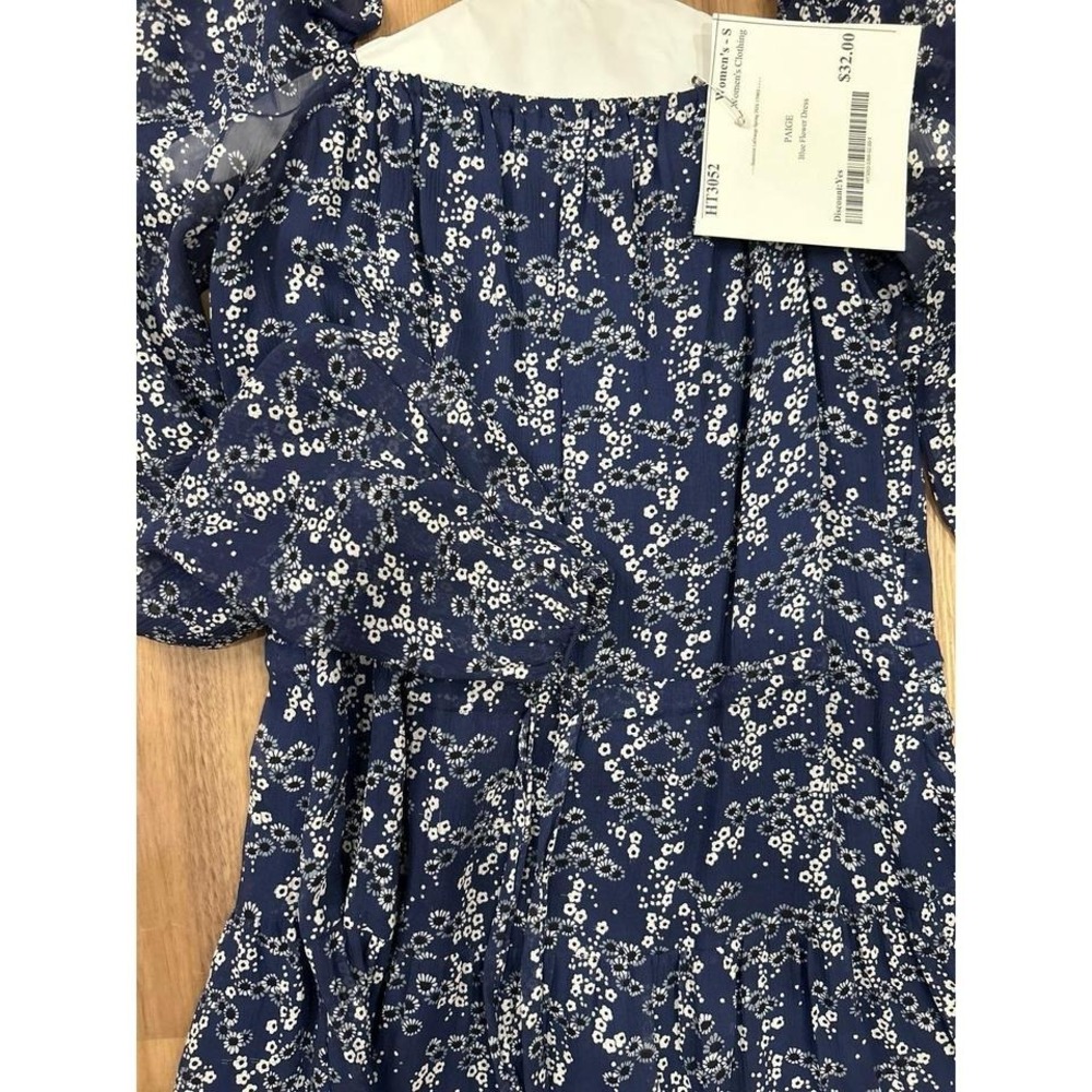 PAIGE Blue Navy Flower Dress S - Picture 3 of 5